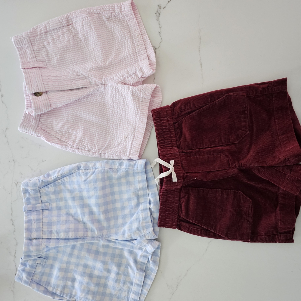 Janie and Jack Shorts - Pink Seersucker, Blue Gingham, and Burgundy Corduroy